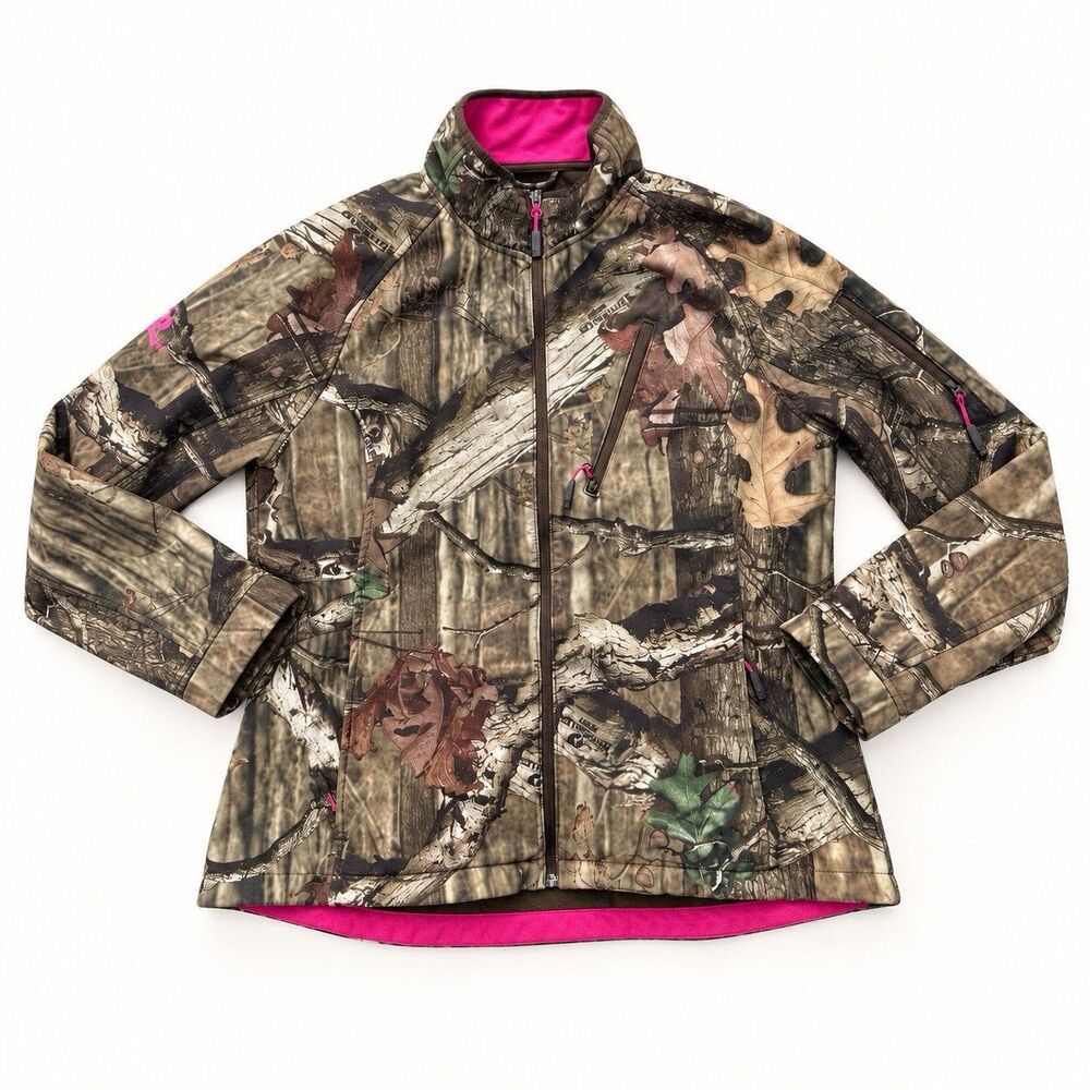 Mossy Oak Break-Up Infinity Women’s XL Camo Hunting Softshell Jacket Pink Trim